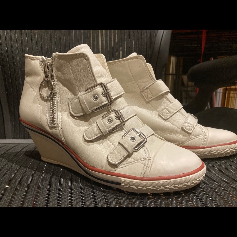 Ash Thelma Leather Wedge Sneaker - White